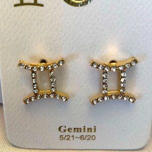 💜3/$30 Horoscope Gemini The Twins Clear crystal earrings